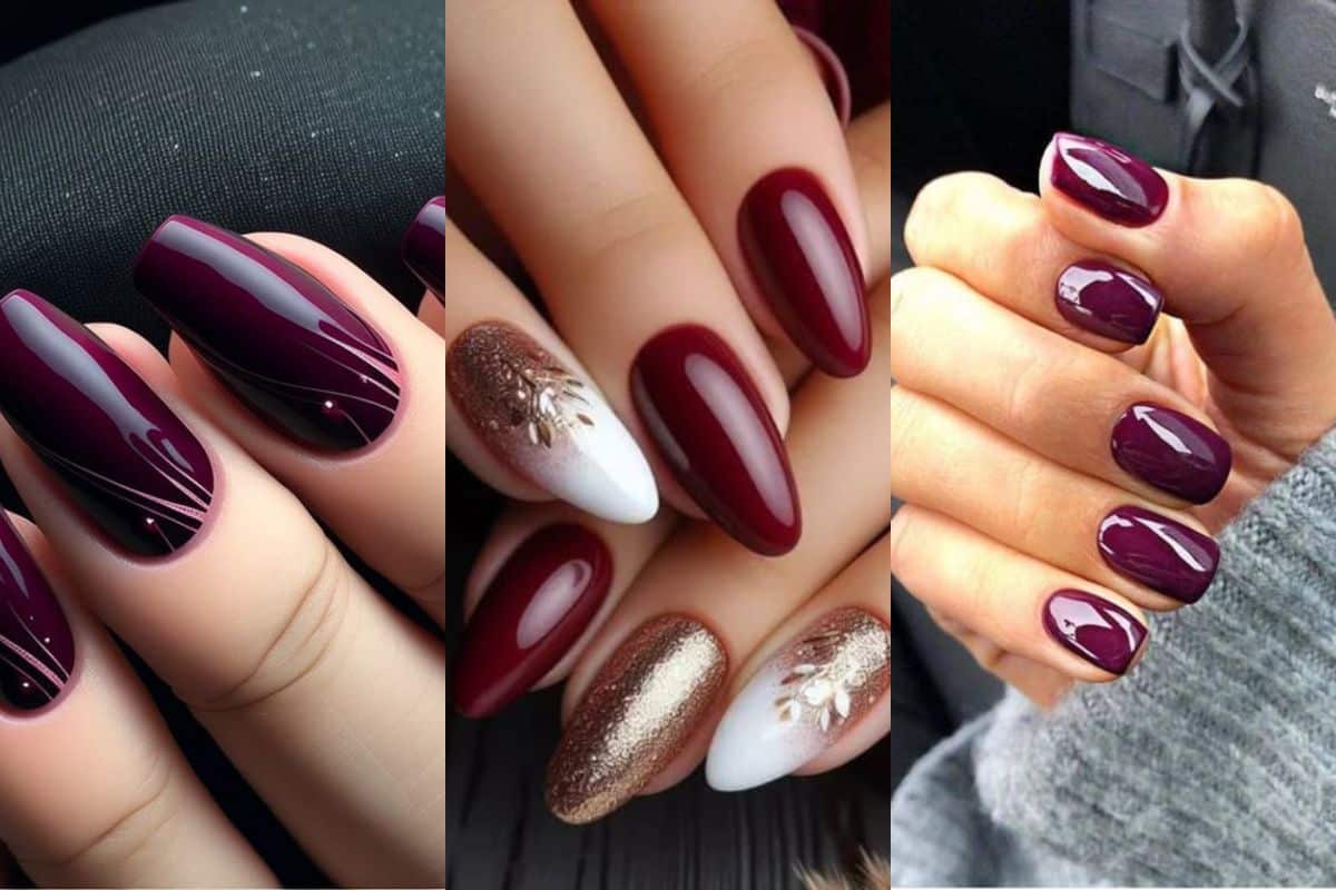 melhores ideias unhas gel vinho decoradas
