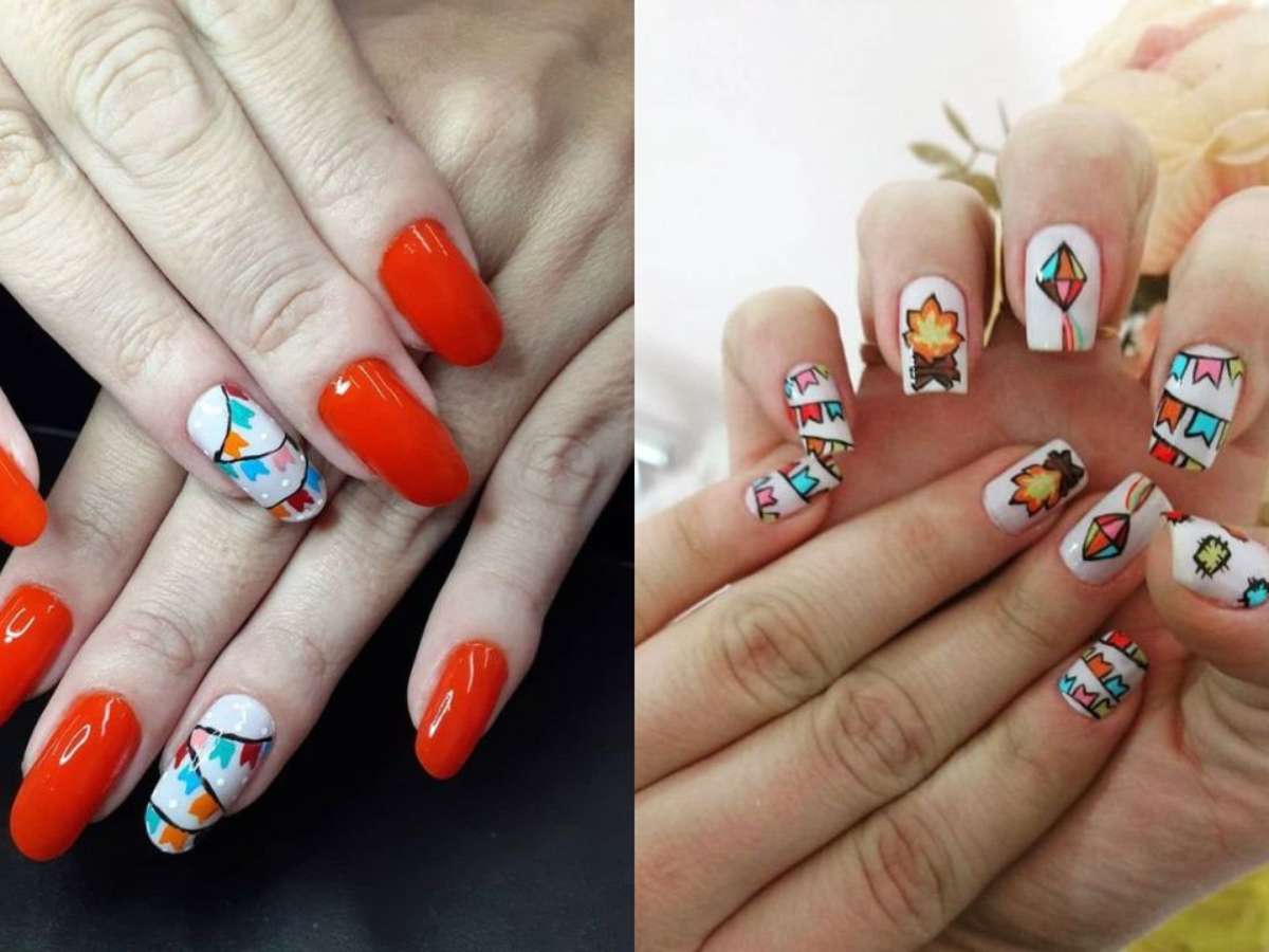 decoração de unha em gel para são joão