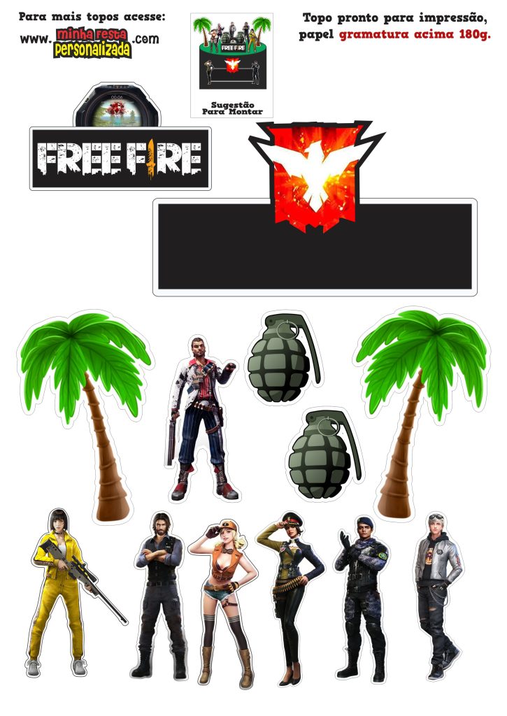 como economizar na decoração free fire para imprimir