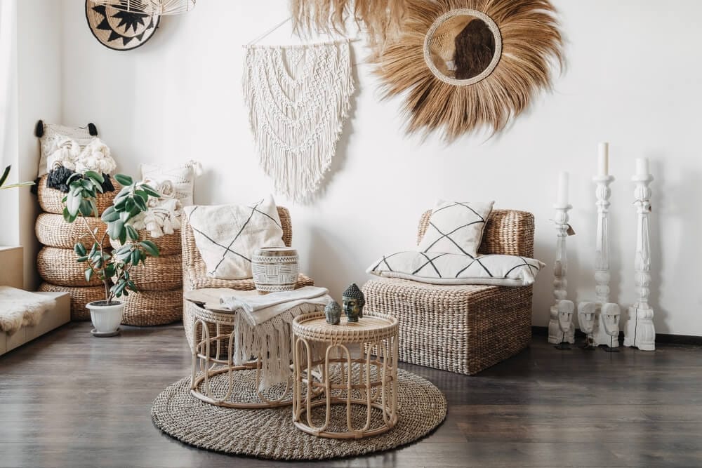 decoração hippie chic versus estilo minimalista