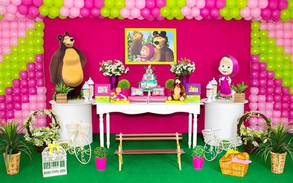 ideias decoração masha e urso festa simples