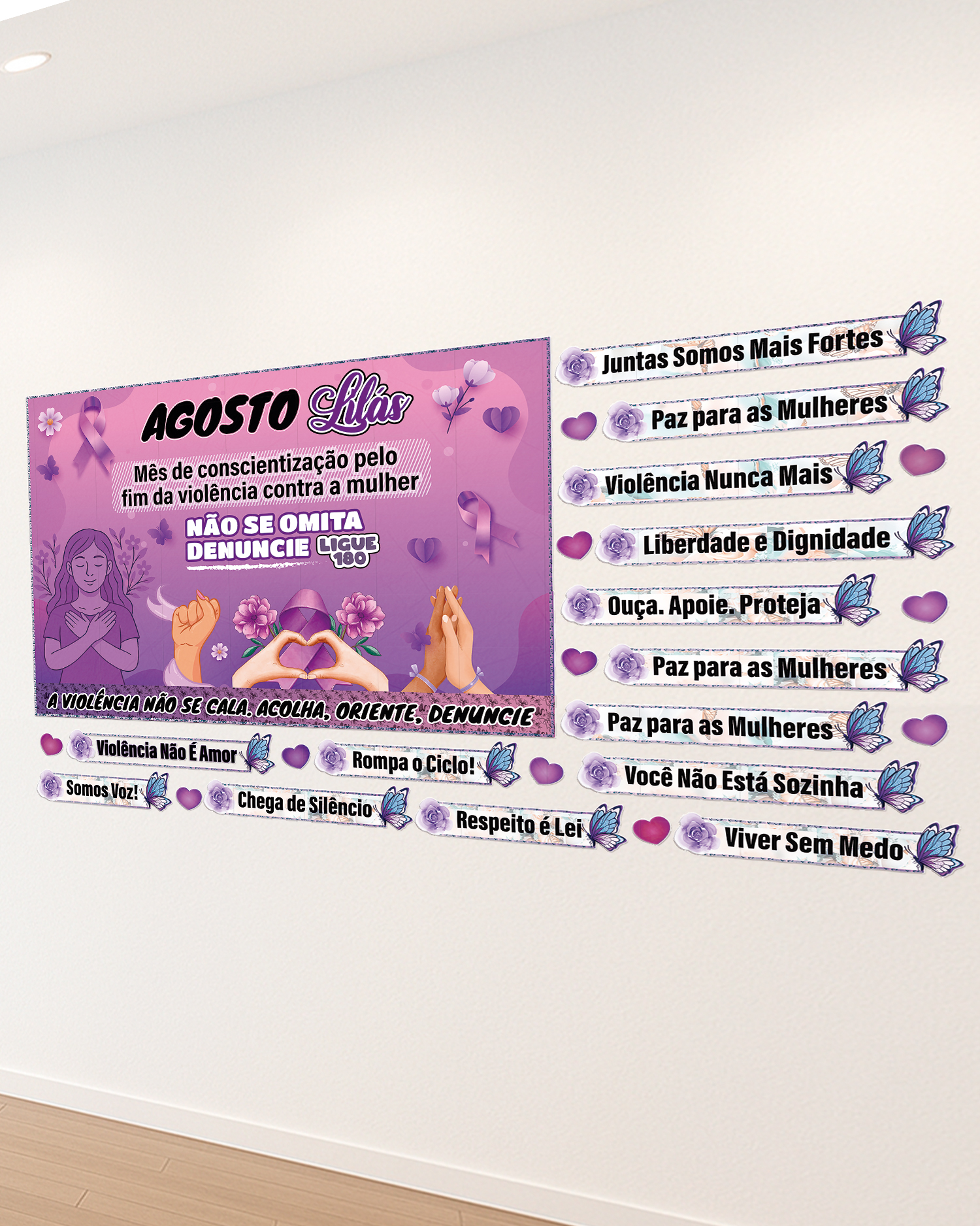 ideias criativas painel agosto lilas