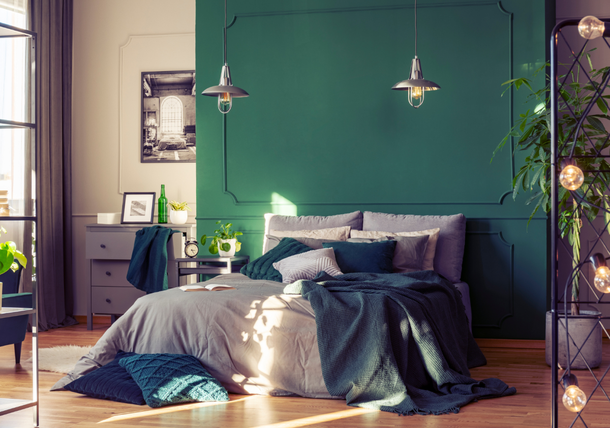 decoração quarto verde oliva