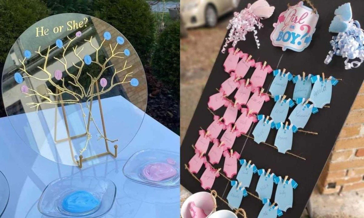 decoração chá revelação boho chic versus minimalista