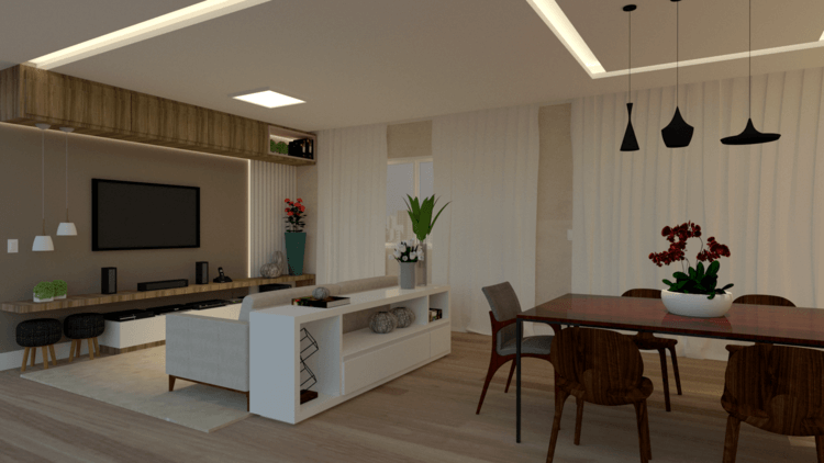 ideias criativas sala estar jantar integrada