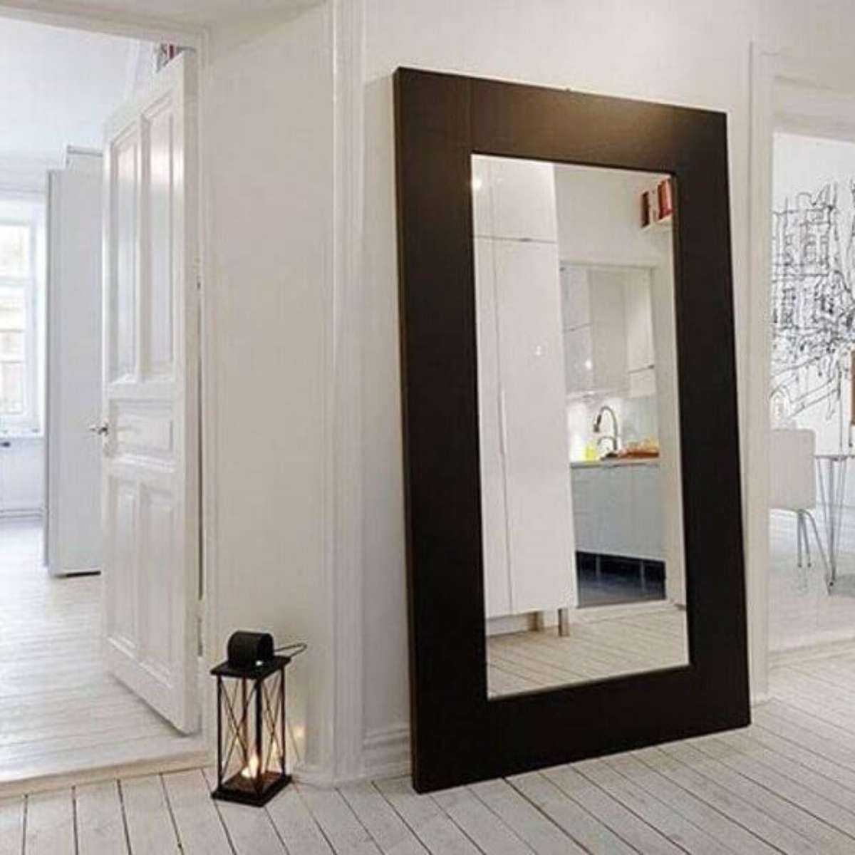 espelho orgânico grande para sala de estar