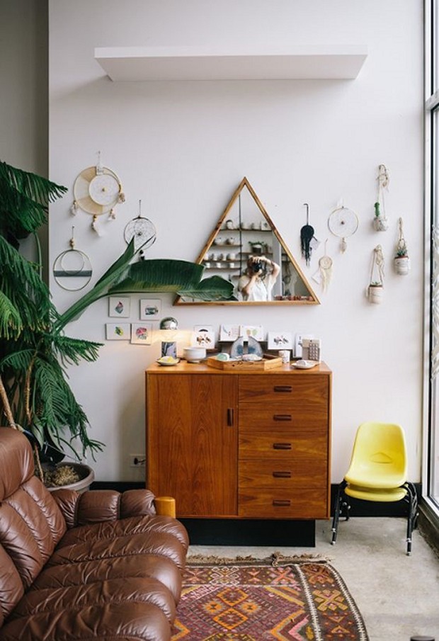 espelho triangular com led para lavabo pequeno