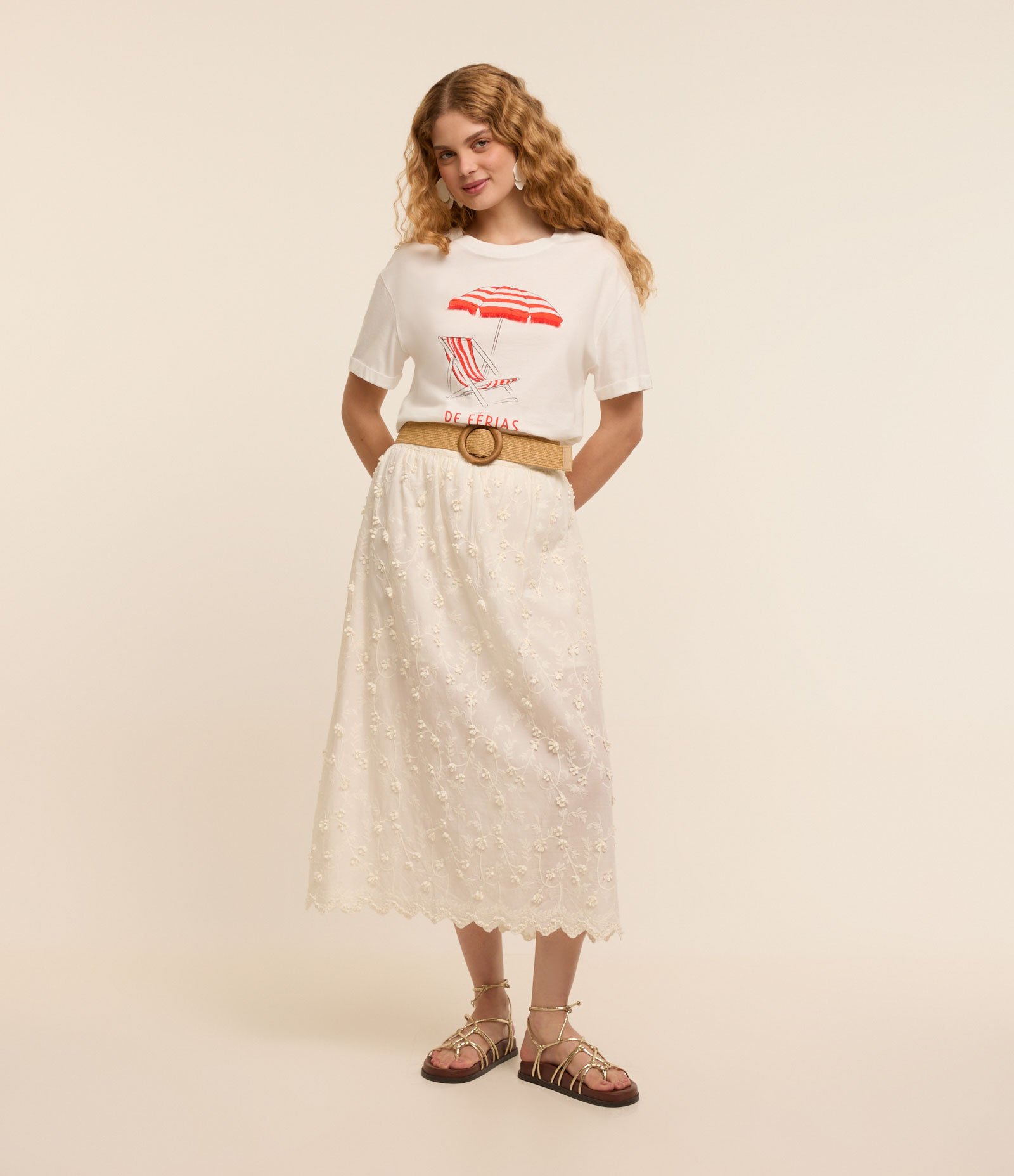 saia branca floral laise