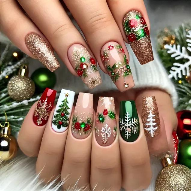 unhas de natal baratas para fazer em casa