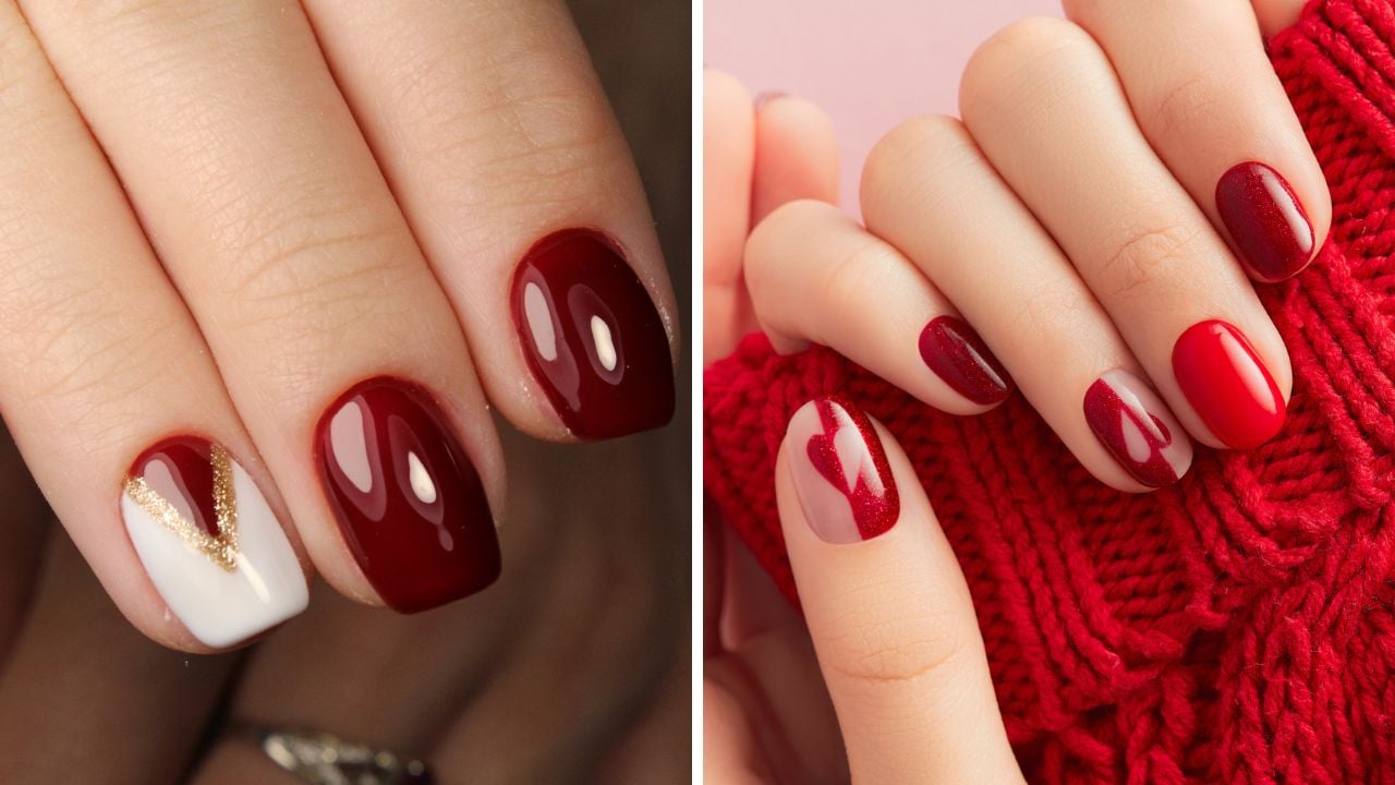 ideias de unhas natalinas simples e elegantes