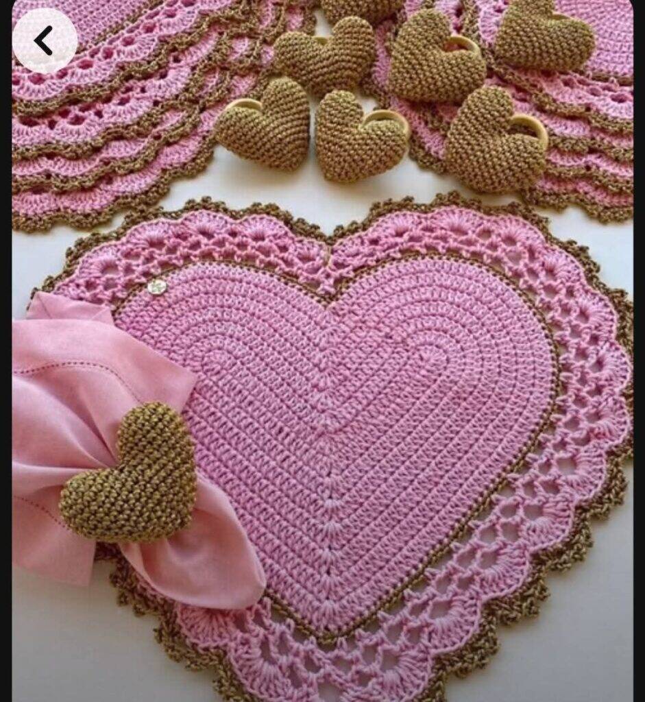 sousplat coracao croche fio conduzido ou borda qual melhor