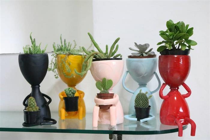 ideias de decoração com garrafa pet para plantas
