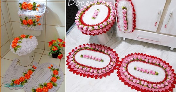 jogos de banheiro de croche em barbante com grafico