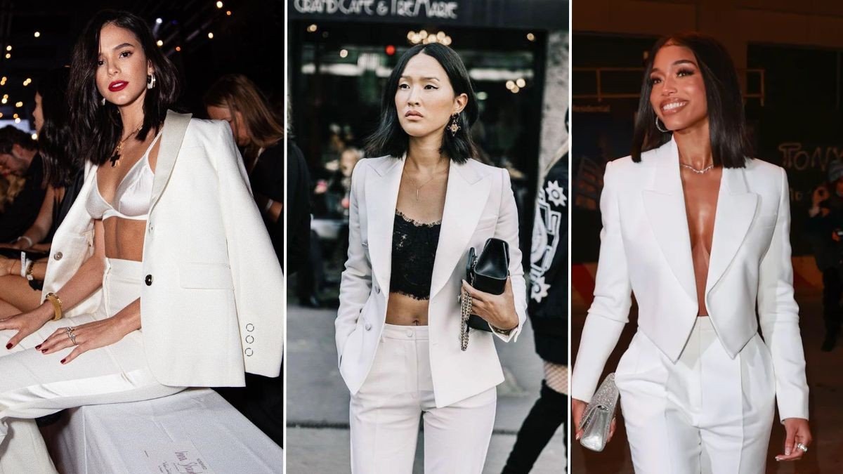 look com blazer branco noite