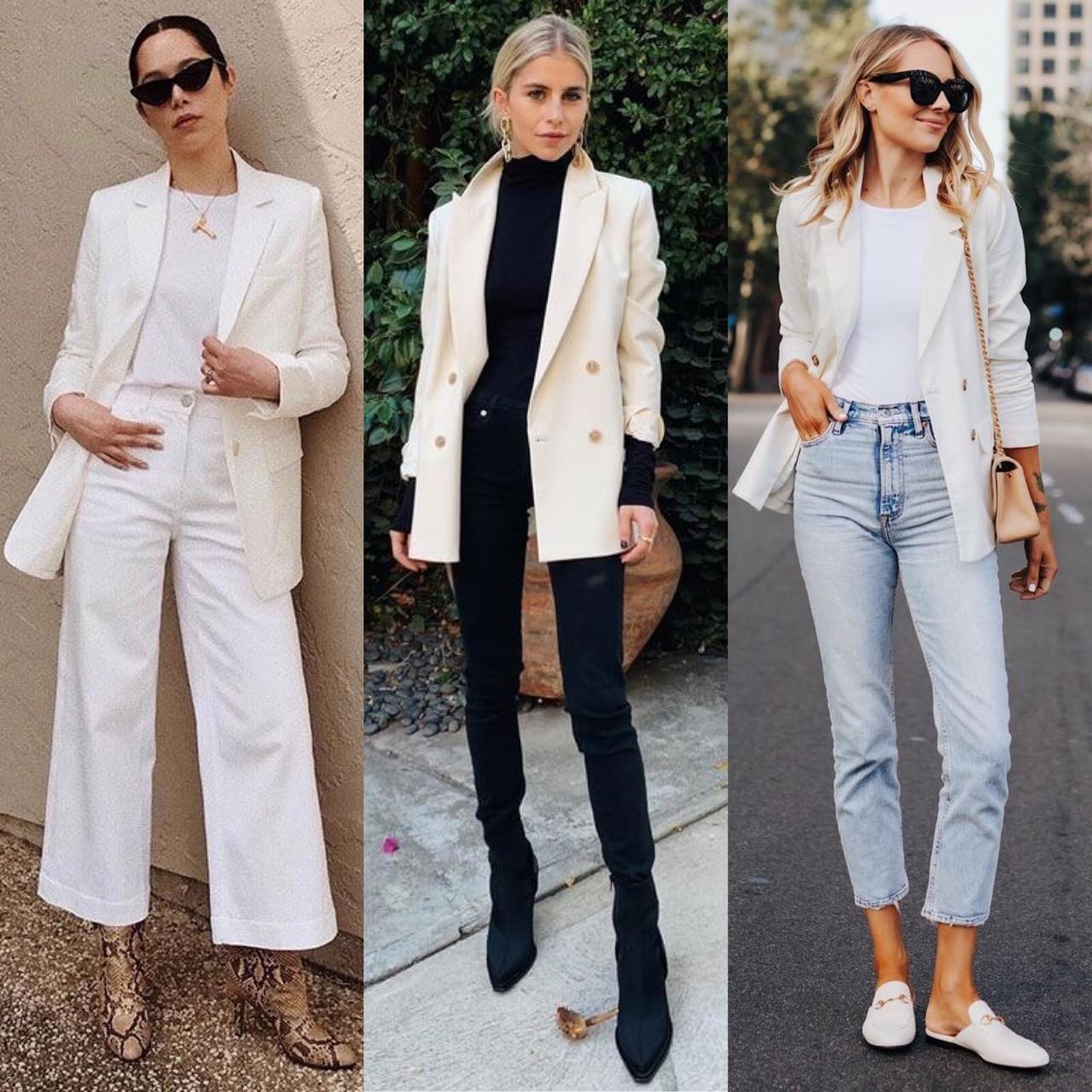 look com blazer branco noite