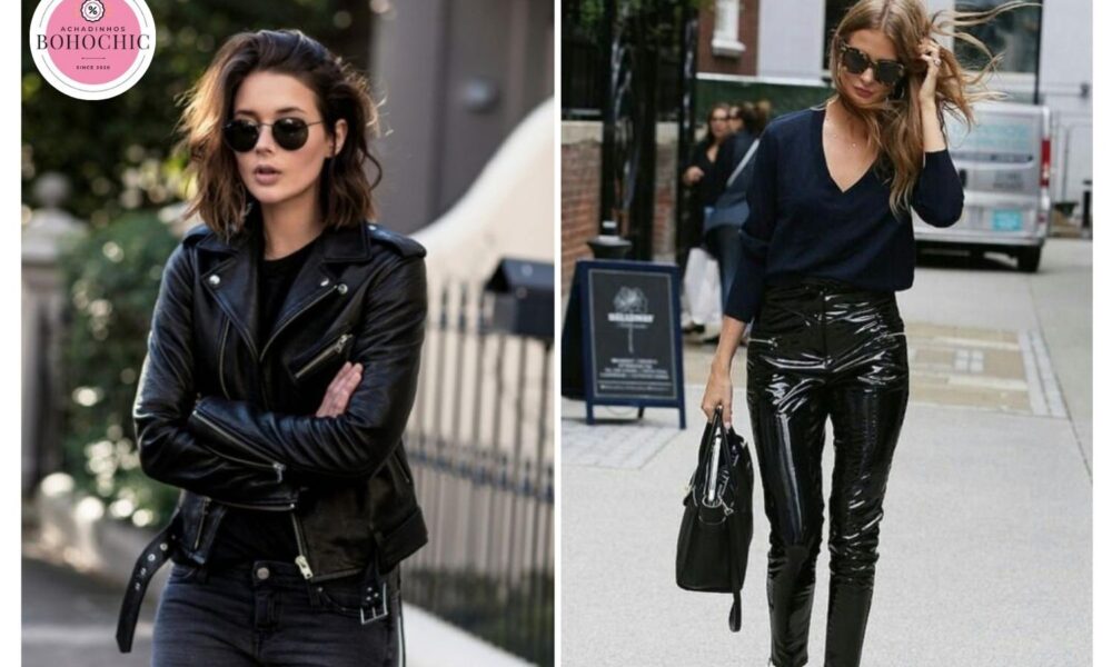 look feminino jantar formal inverno com saia de couro