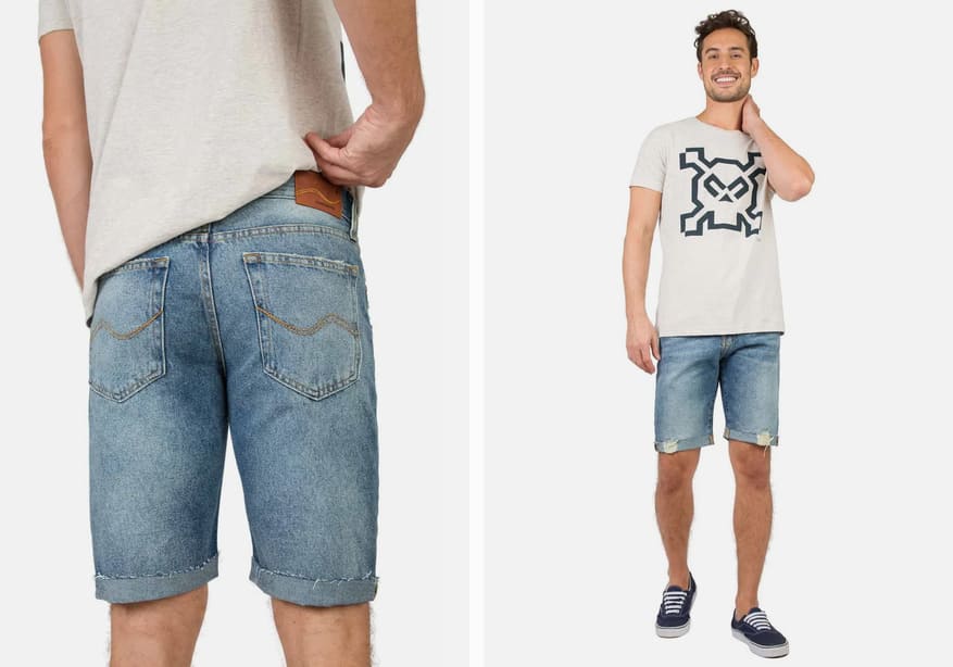 look short jeans e tênis masculino
