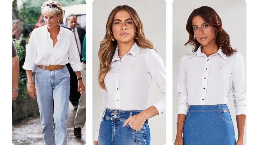 onde comprar camisa branca e calça jeans barata e estilosa