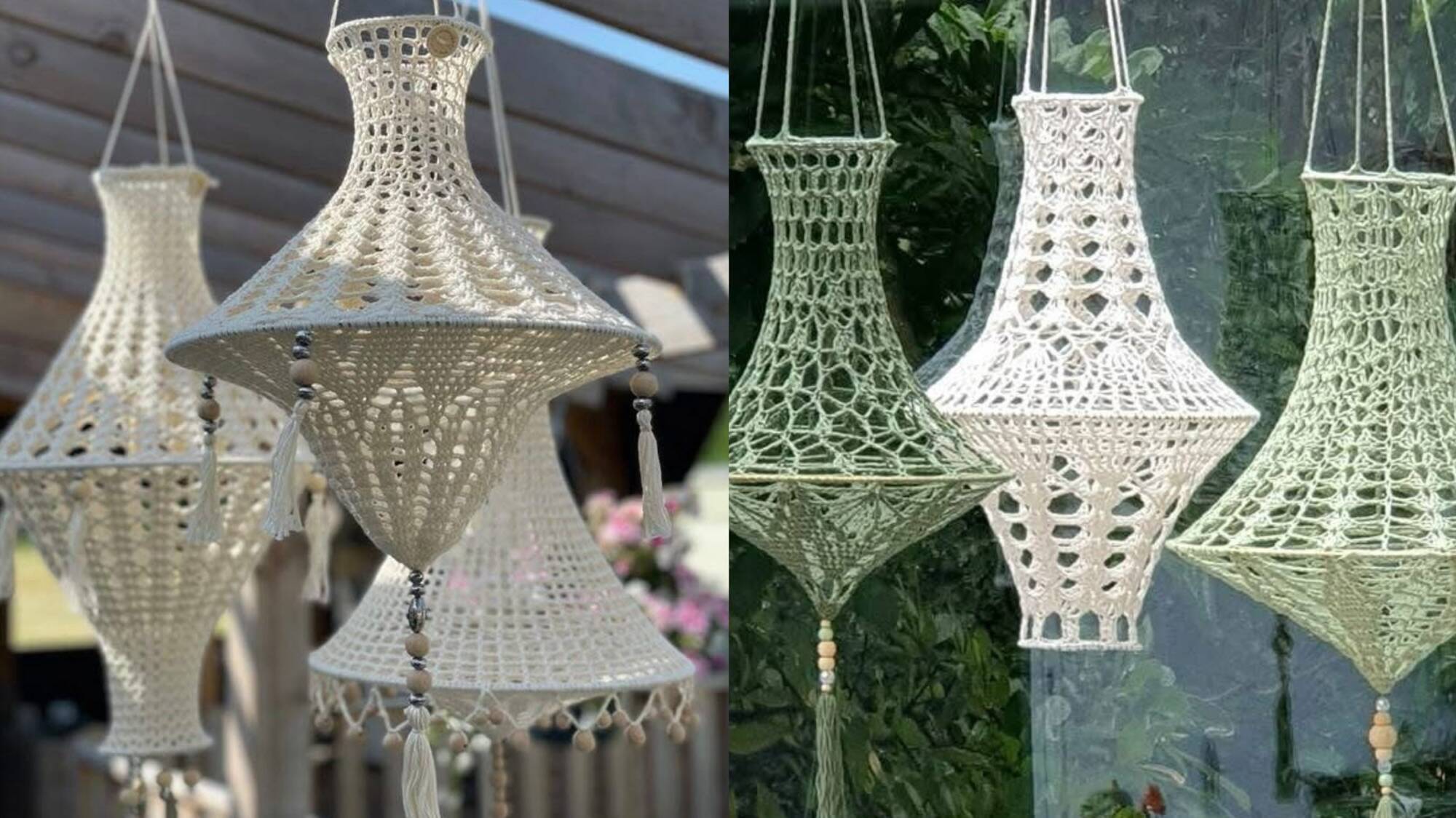 melhores ideias luminária crochê para sala