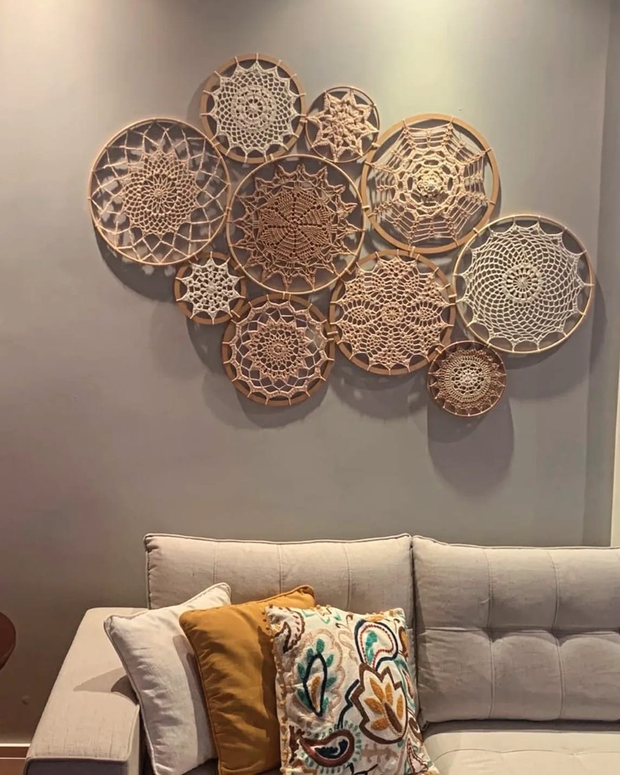 ideias criativas mandala croche parede