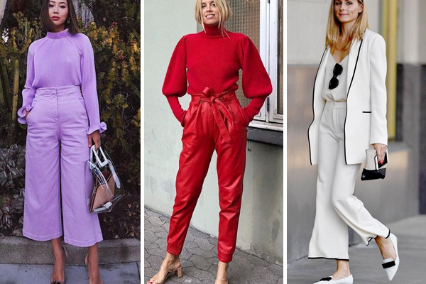 look monocromático com couro e lã