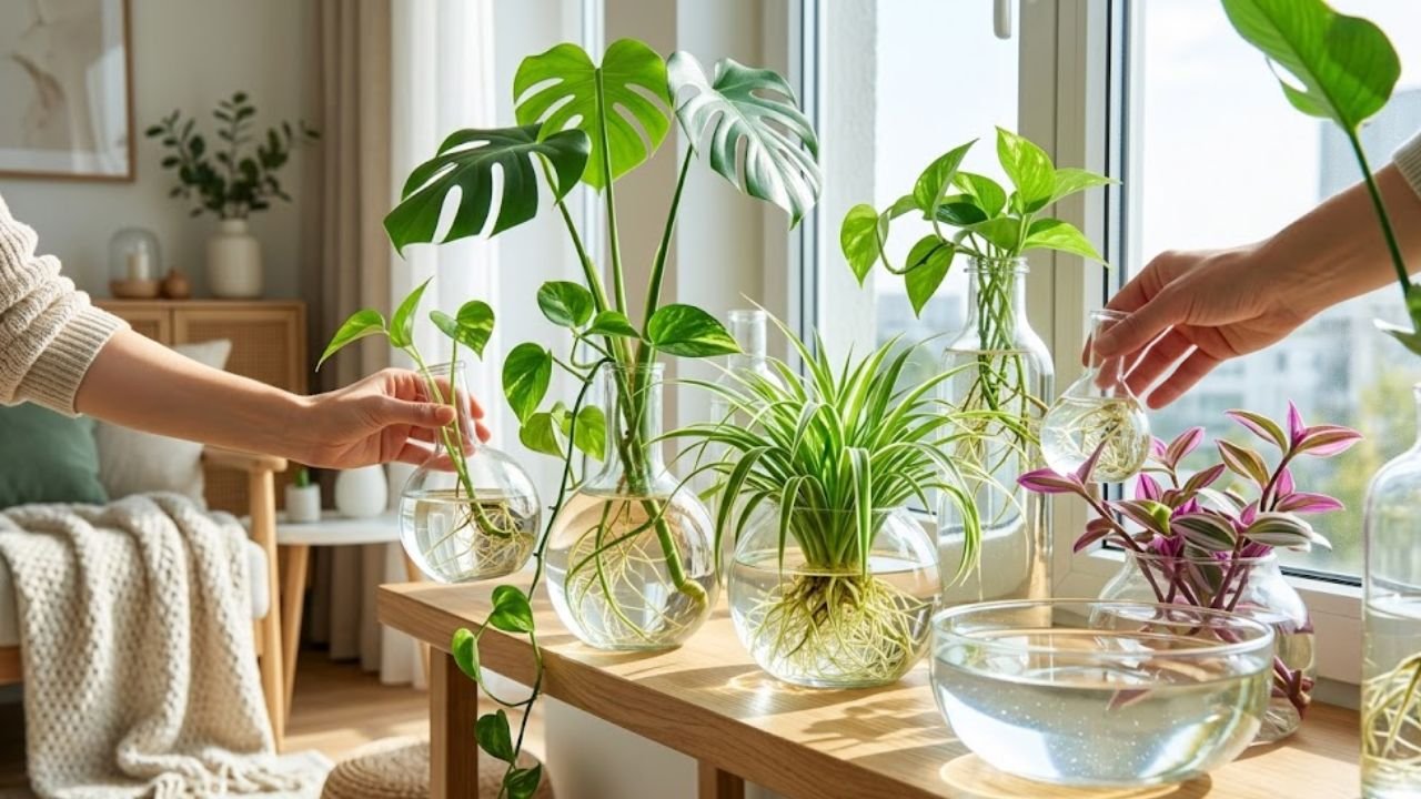arranjos de plantas em vidro