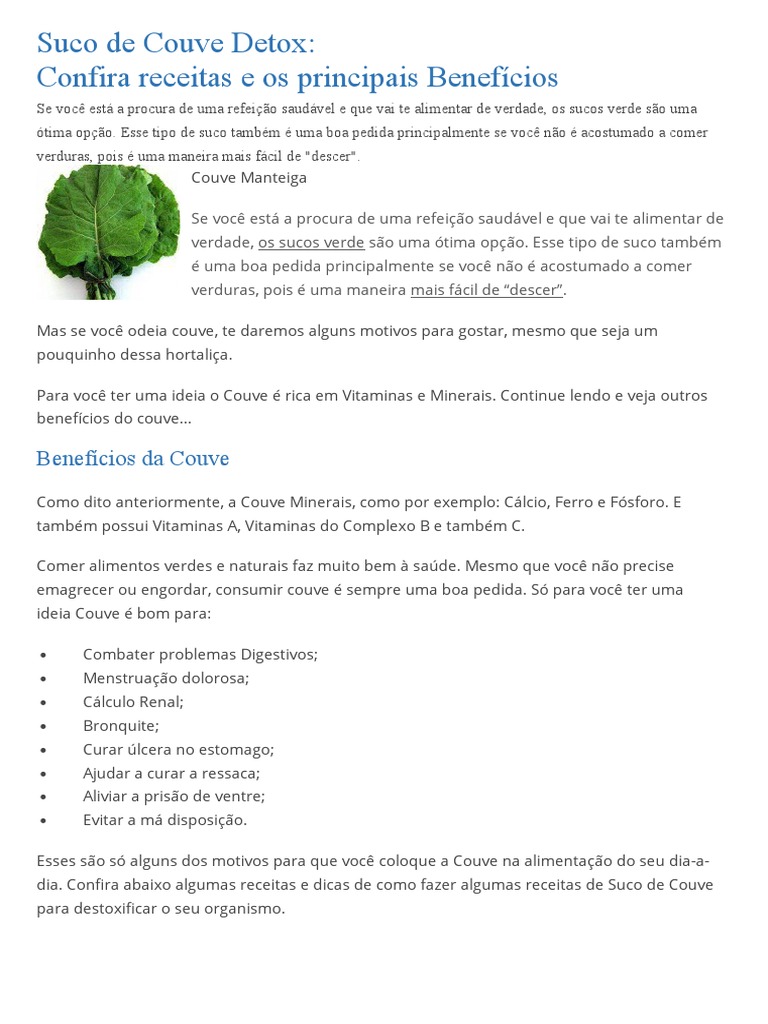 propriedades da couve para o fígado
