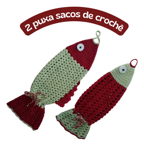puxa saco de croche peixe