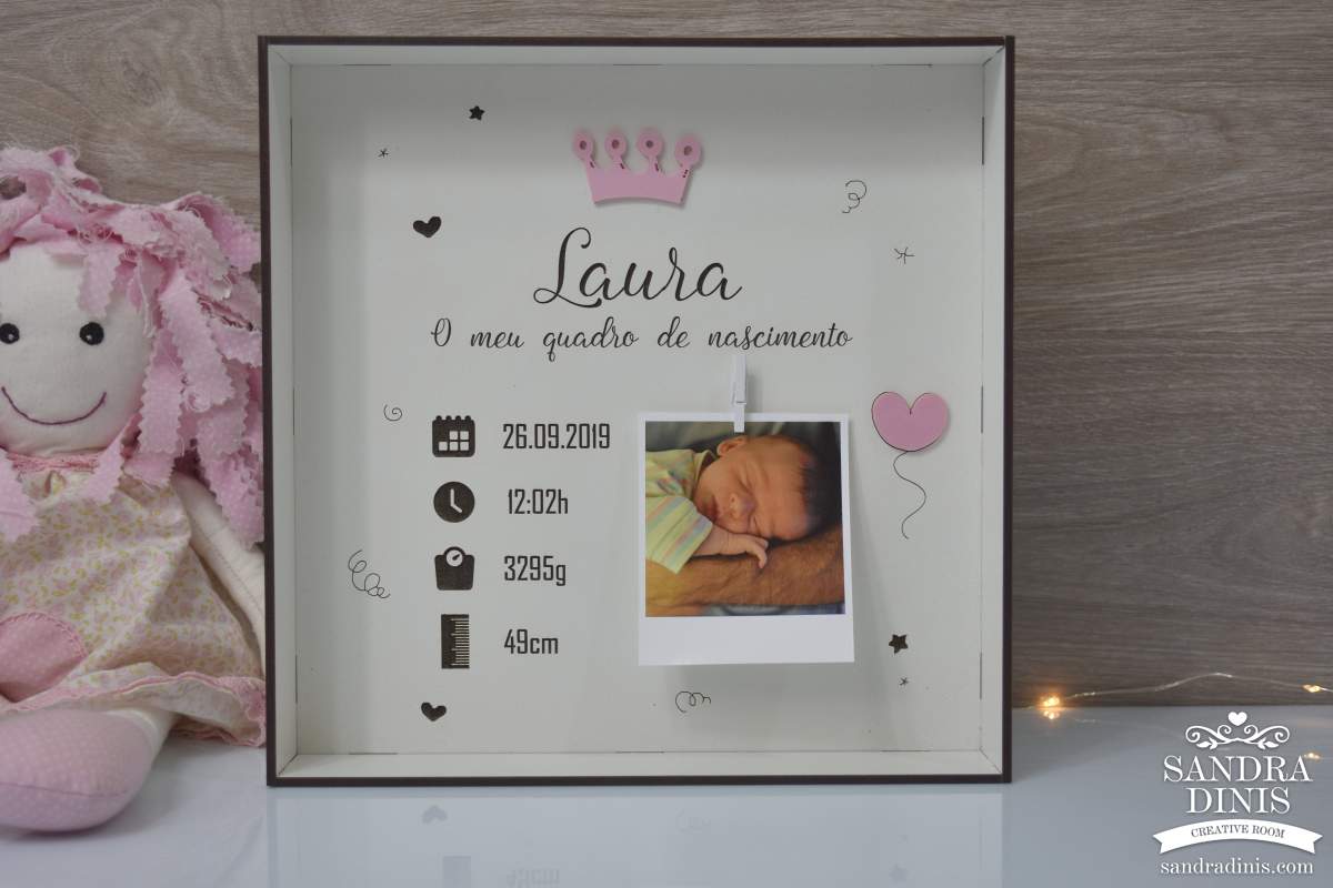 quadro com dados do nascimento do bebe como fazer