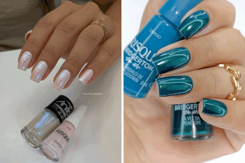 esmalte cremoso ou cintilante para praia