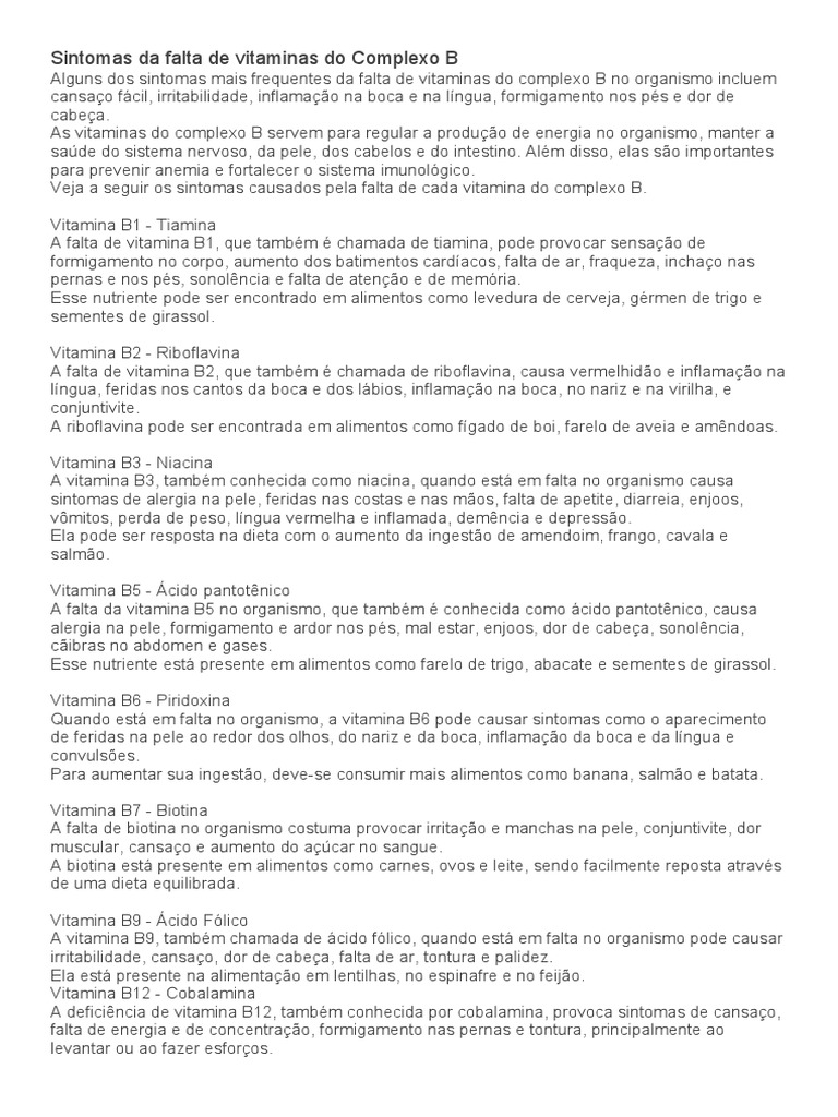 1. Vitamina B5: Guia Completo sobre Deficiência