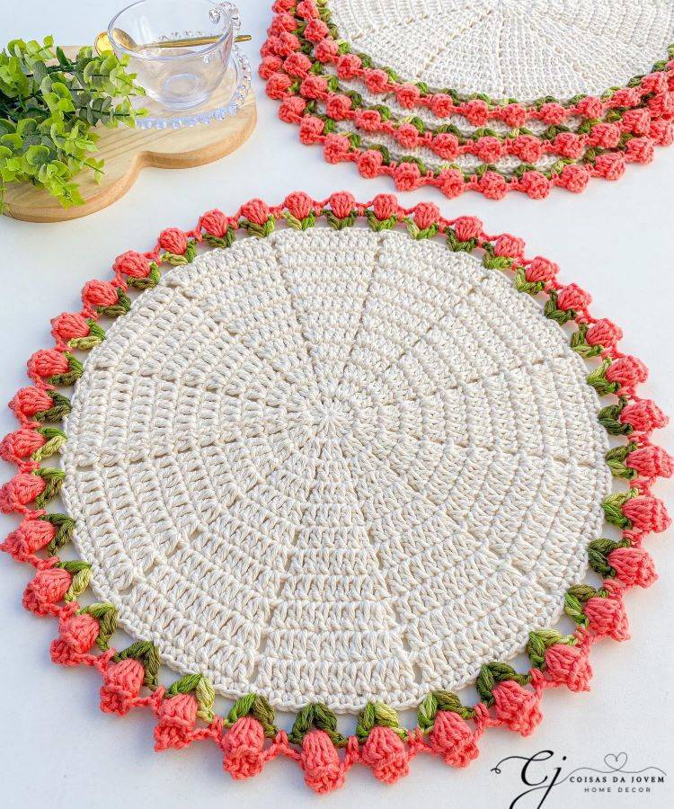 ideias de sousplat de croche com linha anne para mesa posta