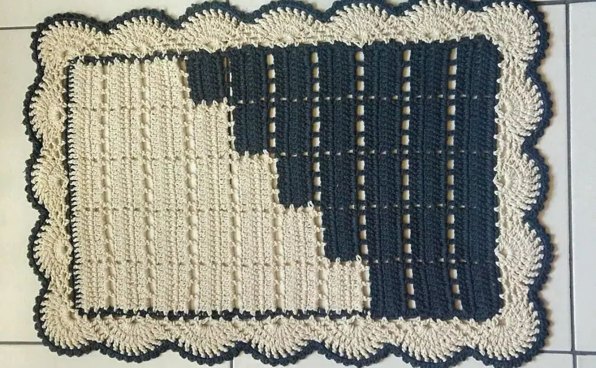 tapete de croche simples com grafico