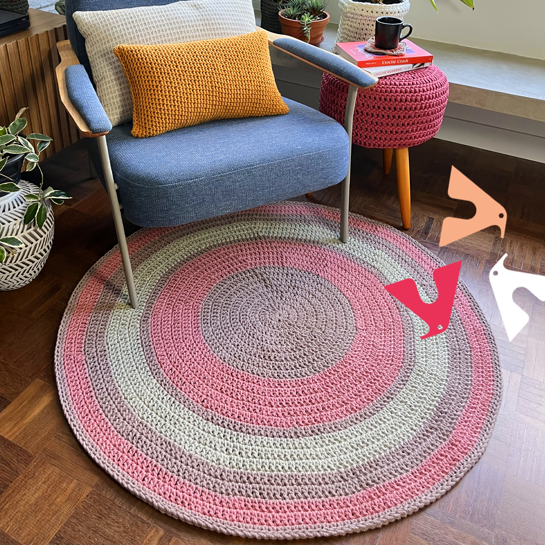 tapete redondo croche sala