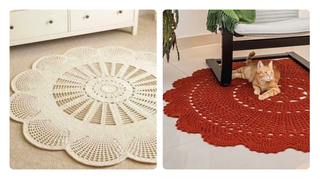 tapete redondo croche sala 1 50m barbante cru