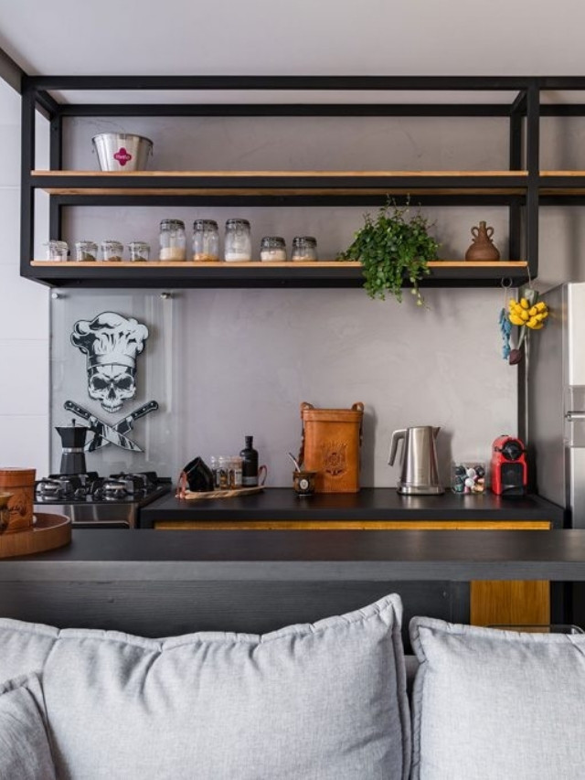 ideias de cozinhas sem armários superiores