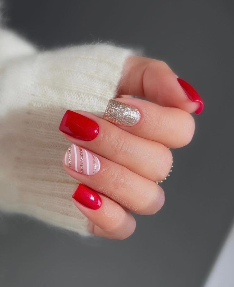 unha em gel ou acrilico para natal e reveillon