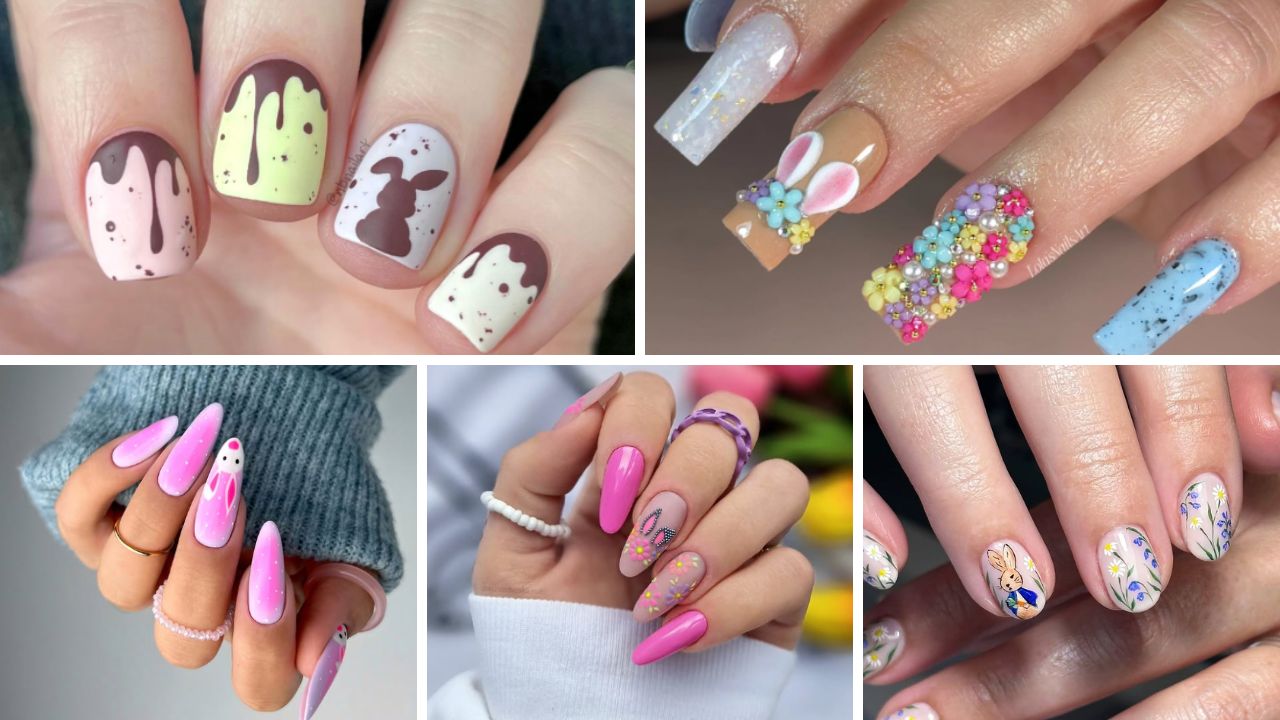 ideias de unhas de páscoa delicadas e divertidas