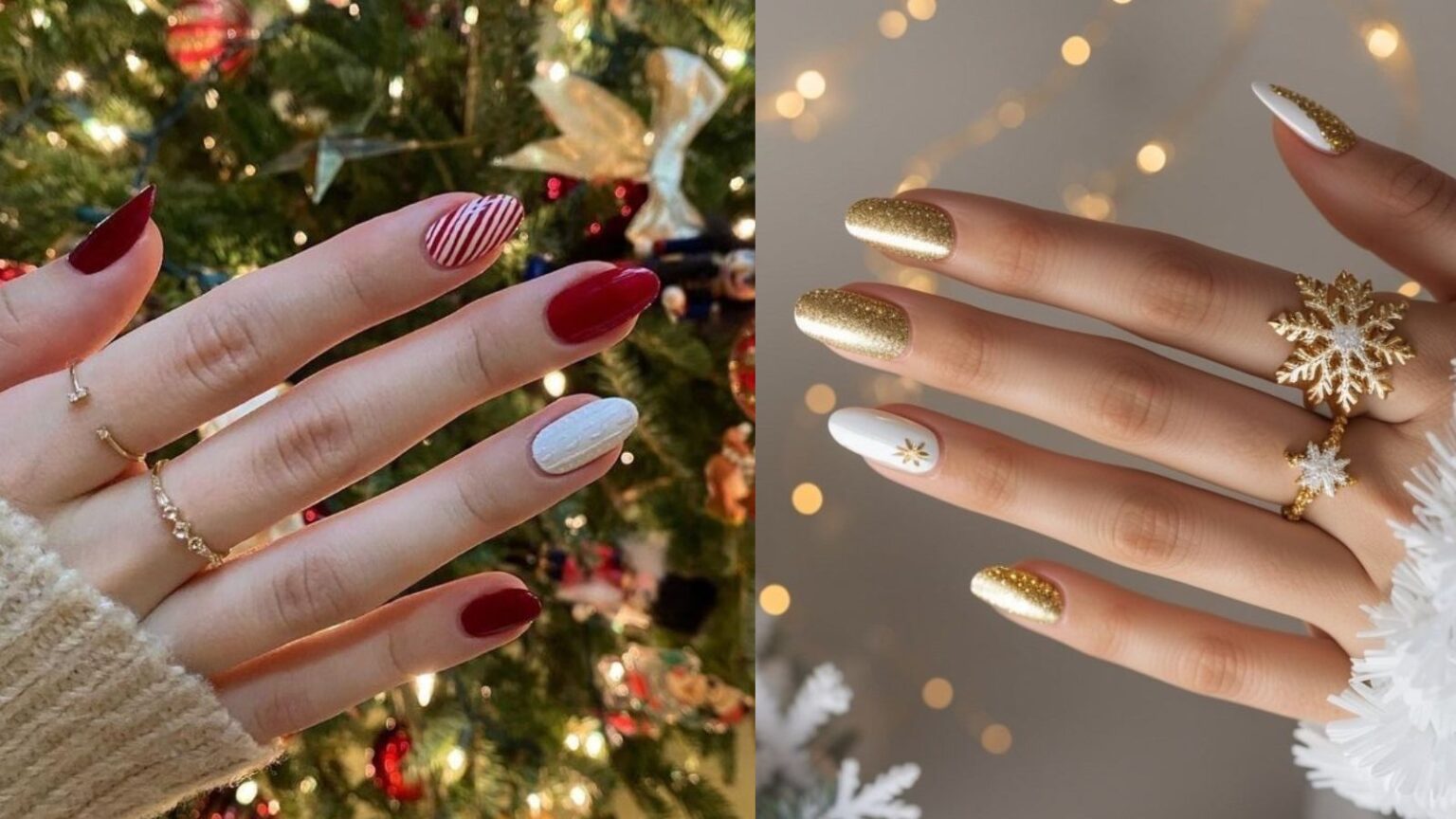 unhas de gel vermelho cereja cromado natal