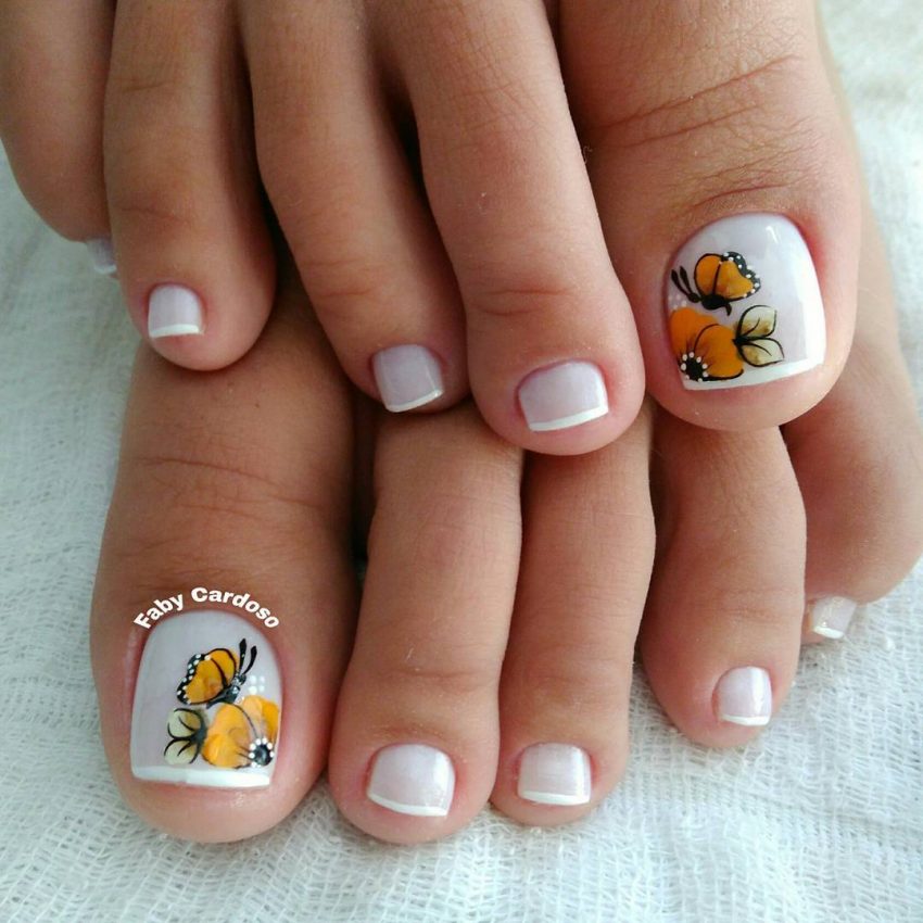 unhas decoradas para o pé