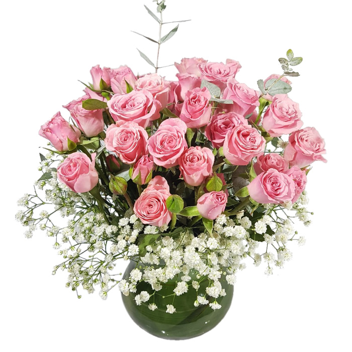 vaso de rosas cor de rosa